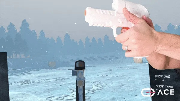 Handgun dry fire training with Ace helps you get the first shot on target quickly and accurately.